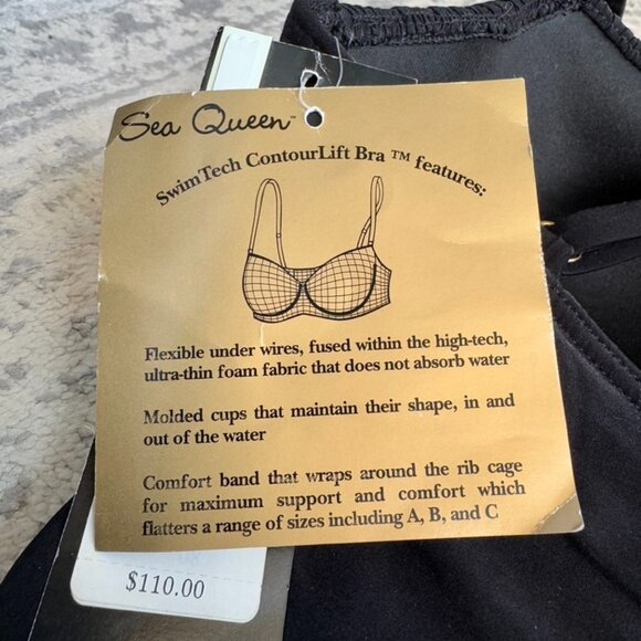 NWT Sea Queen Black ContourLift Tummy Support One Piece Swimsuit - Picture 7 of 8